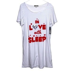 Not A Morning Person “In Love With Sleep” Striped Sleep Shirt NWT Size Medium